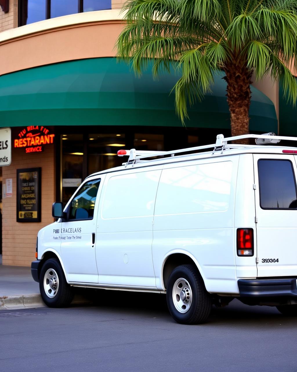 A&S service van parked at Pasadena restaurant